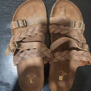 White Mountain Brown Braided Sandals In Size 10